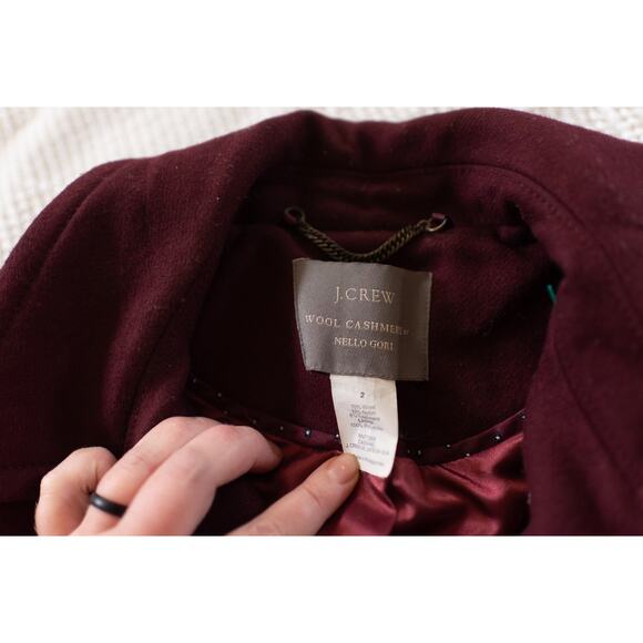 J Crew Nello Gori Trench Coat 2 Wool Cashmere burgundy prep Collegiate Old Money - Picture 5 of 7